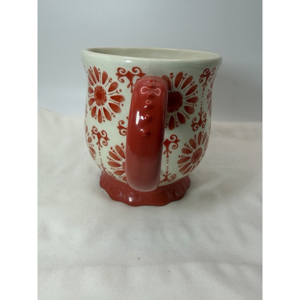 Pioneer Woman Mug Red Floral Burst Oversize Footed Stoneware CoffeeTea Cup 19oz - Picture 4 of 7